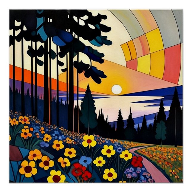 Floral Mountainside Poster (Front)