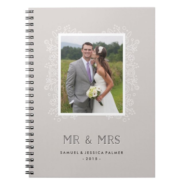 Floral Mr & Mrs Journal - Taupe (Devant)