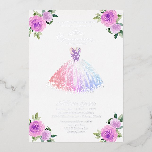 Floral Multicolor Quinceanera  (Front)