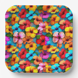 Floral Multicolored Flowers Pattern-36355 Paper Plate