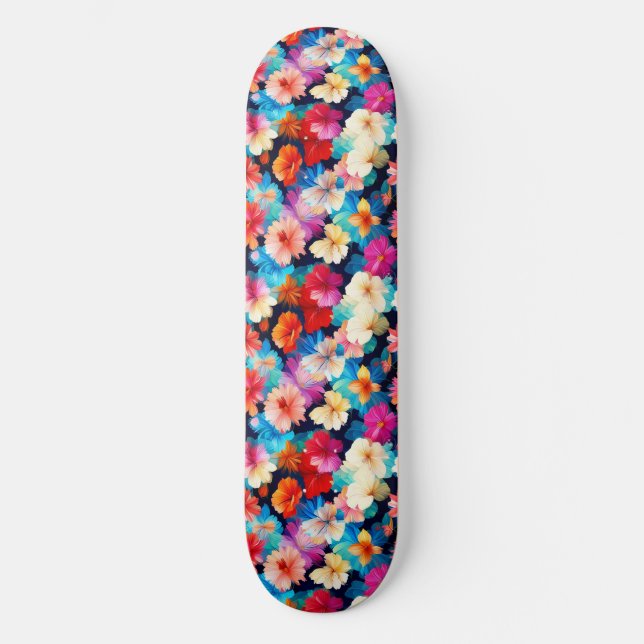 Floral Multicolored Flowers Pattern-37566 Skateboard (Front)