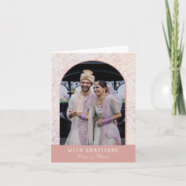 Floral Mundap Arch Wedding Thank You Card (Front)