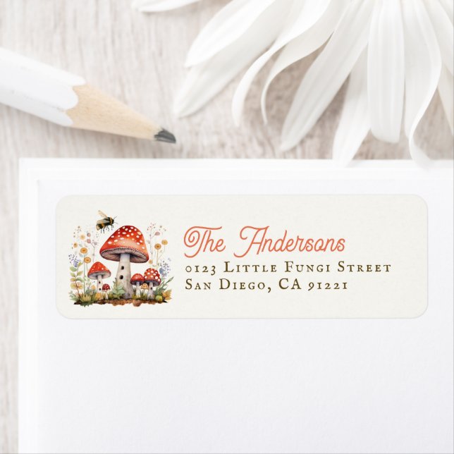 Floral Mushroom Bee Return Address (Insitu)