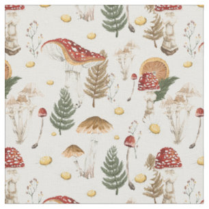 Floral Mushroom Pattern Fabric