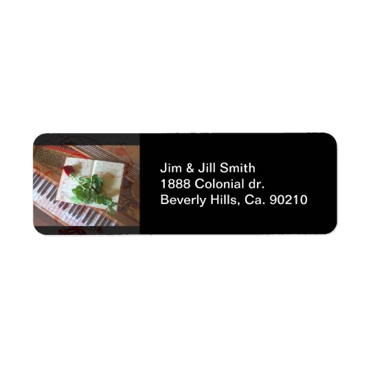 Floral Music Book Rose On Piano Return Address Label
