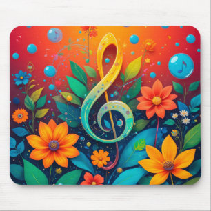 🎵 Floral Music Note Creative Workspace Mouse Pad