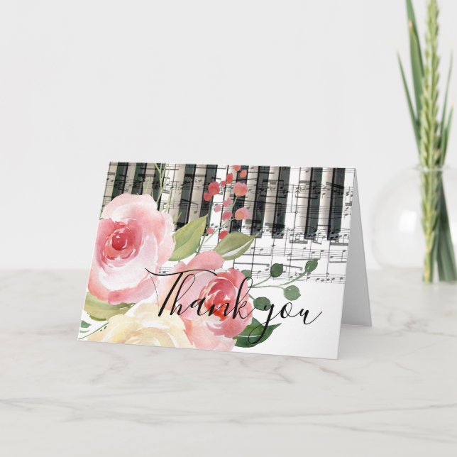 floral music piano thank you (Front)