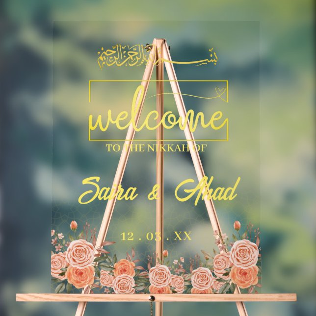 Floral Muslim Nikah Affiche de bienvenue Mariage (Neutre)