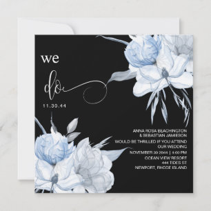 *~* Floral Muted Blue Bouquet AR15 QR RSVP WEDDING Invitation