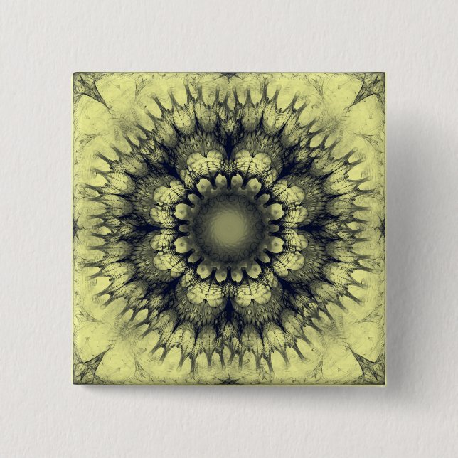 Floral mystical ornament 2 inch square button (Front)
