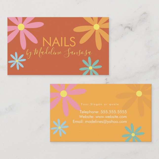 Floral Nail Technicien Carte de visite Super (Devant / Derrière)