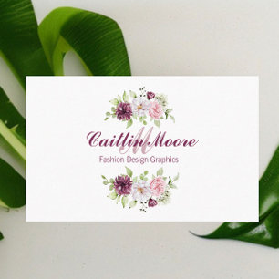 Floral Name & Monogram QR Code Business Card