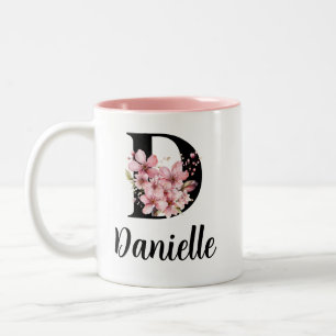 Floral Name Mug, Personalized Coffee Cup, Custom I Two-Tone Coffee Mug