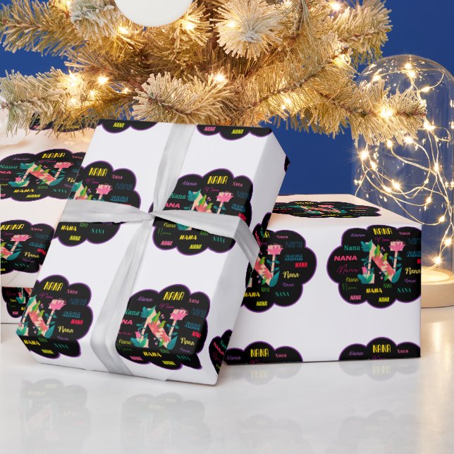 Floral Name Nana Wrapping Paper (Holidays)