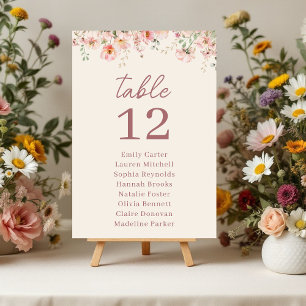 Floral Names Bridal Shower Table Number