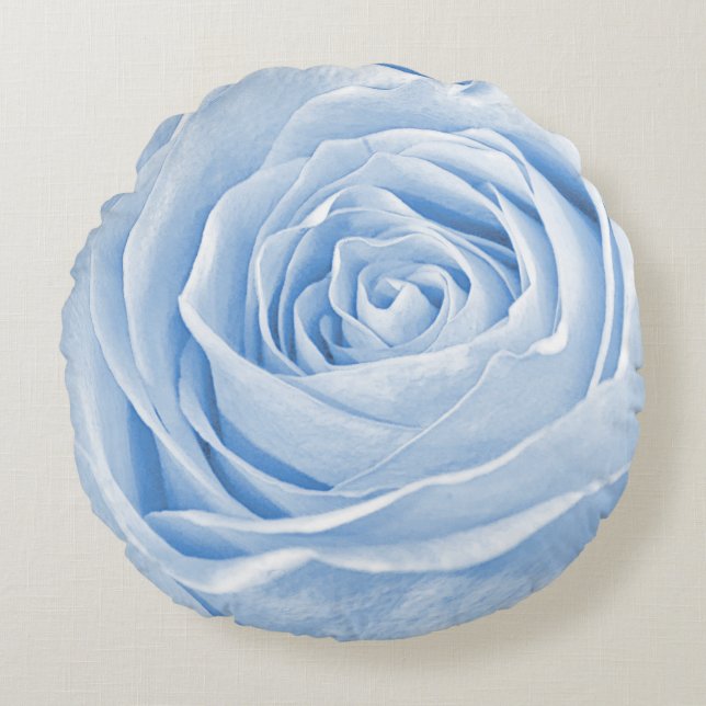 Floral Nature Photo Dainty Light Blue Rose Round Pillow (Front)