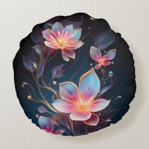Floral Nature Round Coussin - Art généré par l'IA