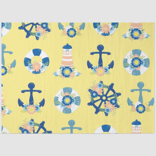 Floral Nautical Series Design 9 Tissue Paper (Front)