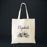 Floral Navy Blue Blush Pink Watercolor Bridesmaid Tote Bag<br><div class="desc">Floral Navy Blue Blush Pink Watercolor Bridesmaid Tote Bag</div>