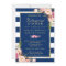 Floral Navy Blue Stripes Wedding Rehearsal Dinner