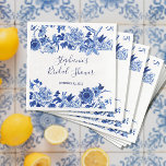 Floral Navy Blue White Chinoiserie Bridal Shower Napkin<br><div class="desc">"Floral Navy Blue White Chinoiserie Bridal Shower Paper Dinner Napkins." Hand painted artwork in acrylic watercolor on canvas features an ancient, vintage Chinese design with birds and flowers over a classic, traditional border. Mix and match design set for your own unique presentation. Template fields can be used for any occasion....</div>