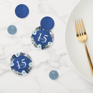 Floral, Navy/Royal Blue Foil Quinceañera Confetti