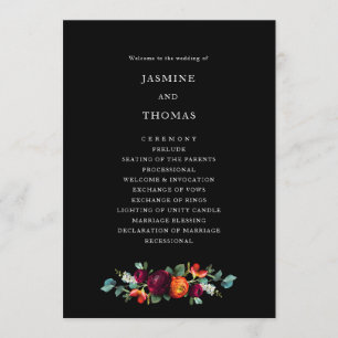 Floral néerlandais sur le programme de mariage Bla