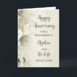 Floral Nephew & Wife Anniversary Card<br><div class="desc">Happy wedding anniversary card for nephew and wife with beautiful white vintage flowers pattern and sentimental verse.</div>