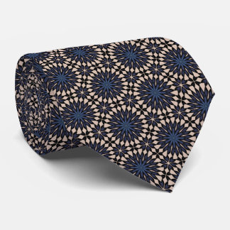 Floral Network Blue and tan Neck Tie