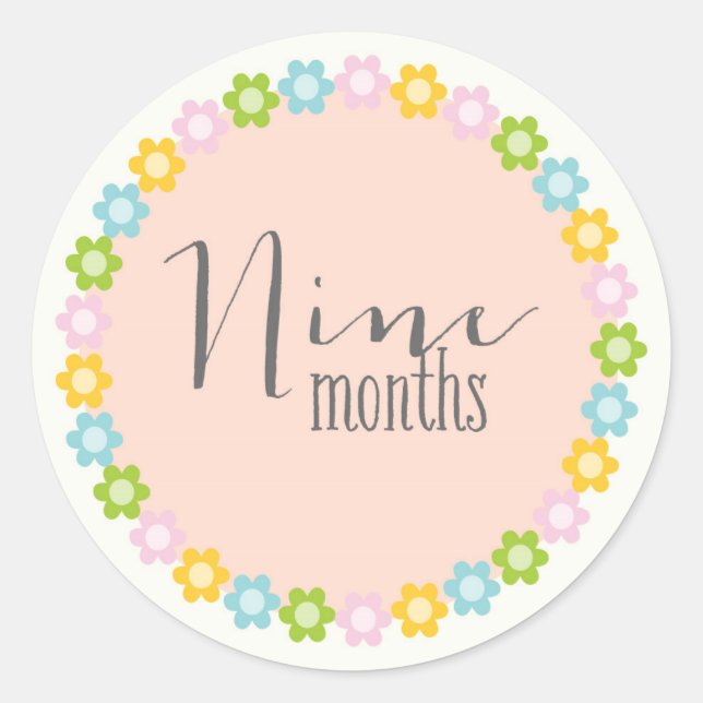 Floral Neuf Mois Nouveau Bébé Sticker (Devant)