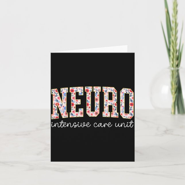 Floral Neuro Icu Nurse Brain Neuroscience Icu Nurs Card (Front)