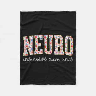 Floral Neuro Icu Nurse Brain Neuroscience Icu Nurs Fleece Blanket