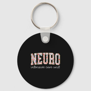 Floral Neuro Icu Nurse Brain Neuroscience Icu Nurs Keychain