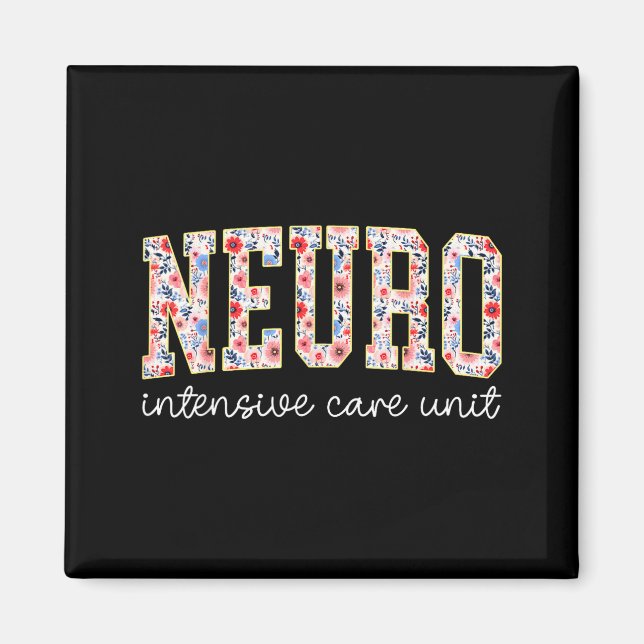 Floral Neuro Icu Nurse Brain Neuroscience Icu Nurs Magnet (Front)