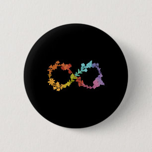 Floral Neurodiversity Infinity Symbol Autism Aware 2 Inch Round Button