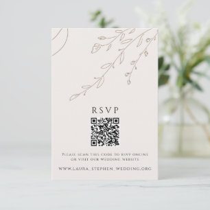 Floral Neutral RSVP Online QR Code Wedding Website Invitation