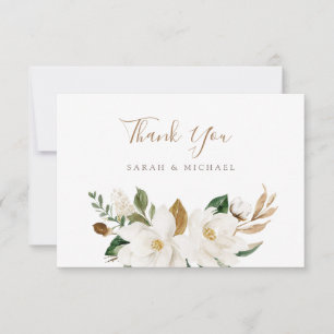 Floral Neutre Beige Élégant Carte de remerciements