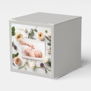 Floral New Baby Name Birth Stats Photo  Favor Box