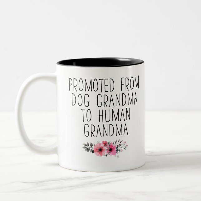 Floral New Grandma Baby Faire-part de café Mug (Gauche)