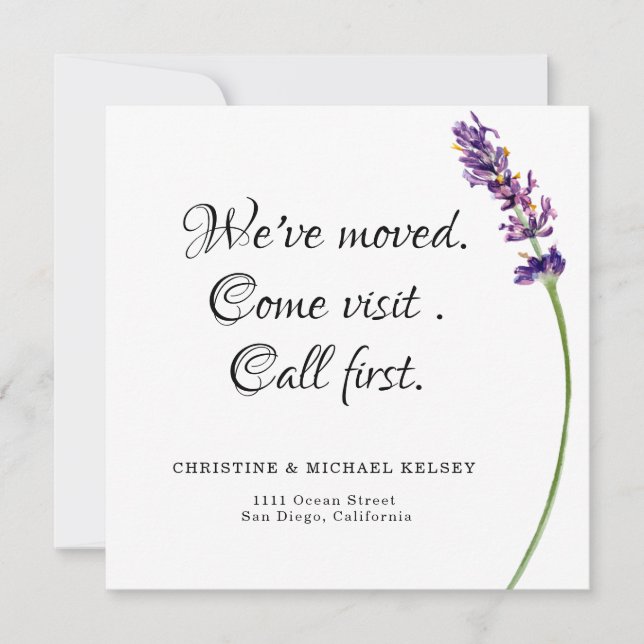 Floral New Home Moving Flat Announcement Card (Front)