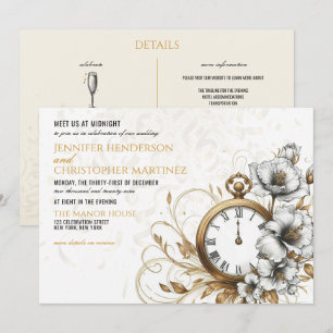 Floral New Years Eve Wedding Invitation
