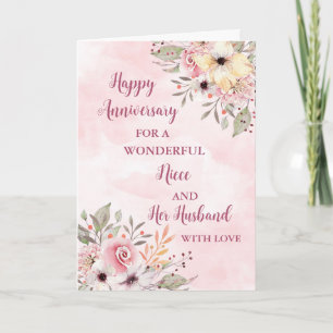 Floral Niece and her Husband Wedding Anniversary Card