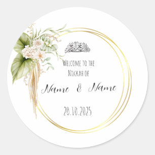 Floral Nikkah faveur autocollants