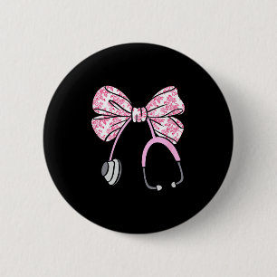 Floral Nk Coquette Bow Rn Nurse Stethoscope Nursin 2 Inch Round Button