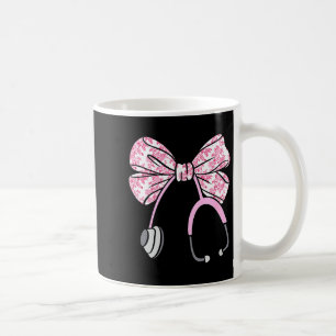 Floral Nk Coquette Bow Rn Nurse Stethoscope Nursin Coffee Mug