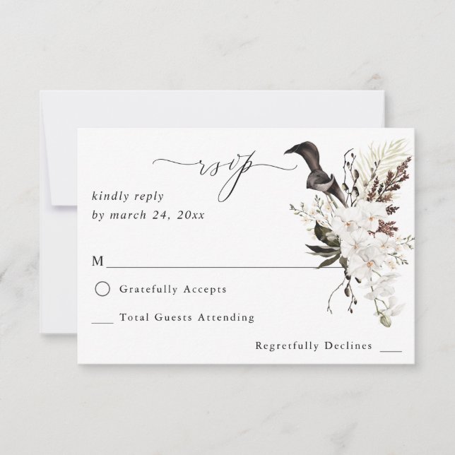 Floral noir et blanc no Repas RSVP (Devant)