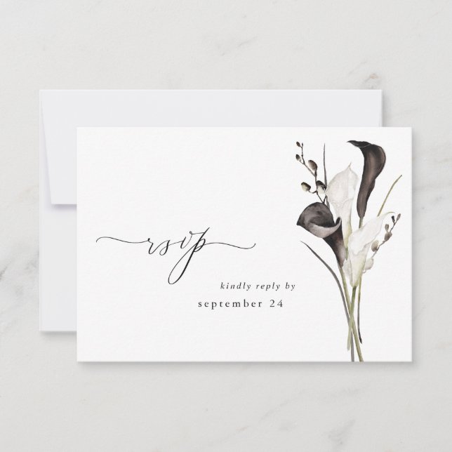 Floral noir et blanc w Repas RSVP 2 (Devant)