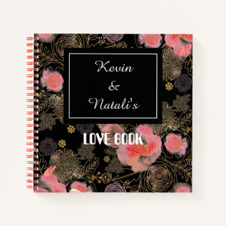 Floral noir & rose Je T'AIME Livre d'amour
