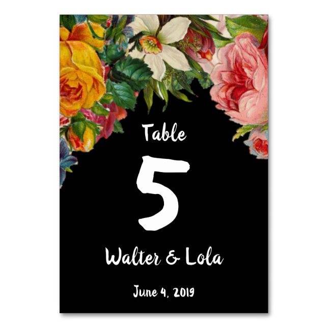 Floral Noir Table Number (Front)