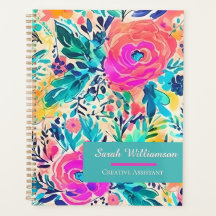 Floral Nom personnalisé Planificateur pour le trav